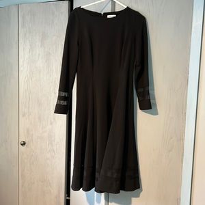 Calvin Klein dress- Sleeves/bottom- 2 sheer accent stripes. Good condition
